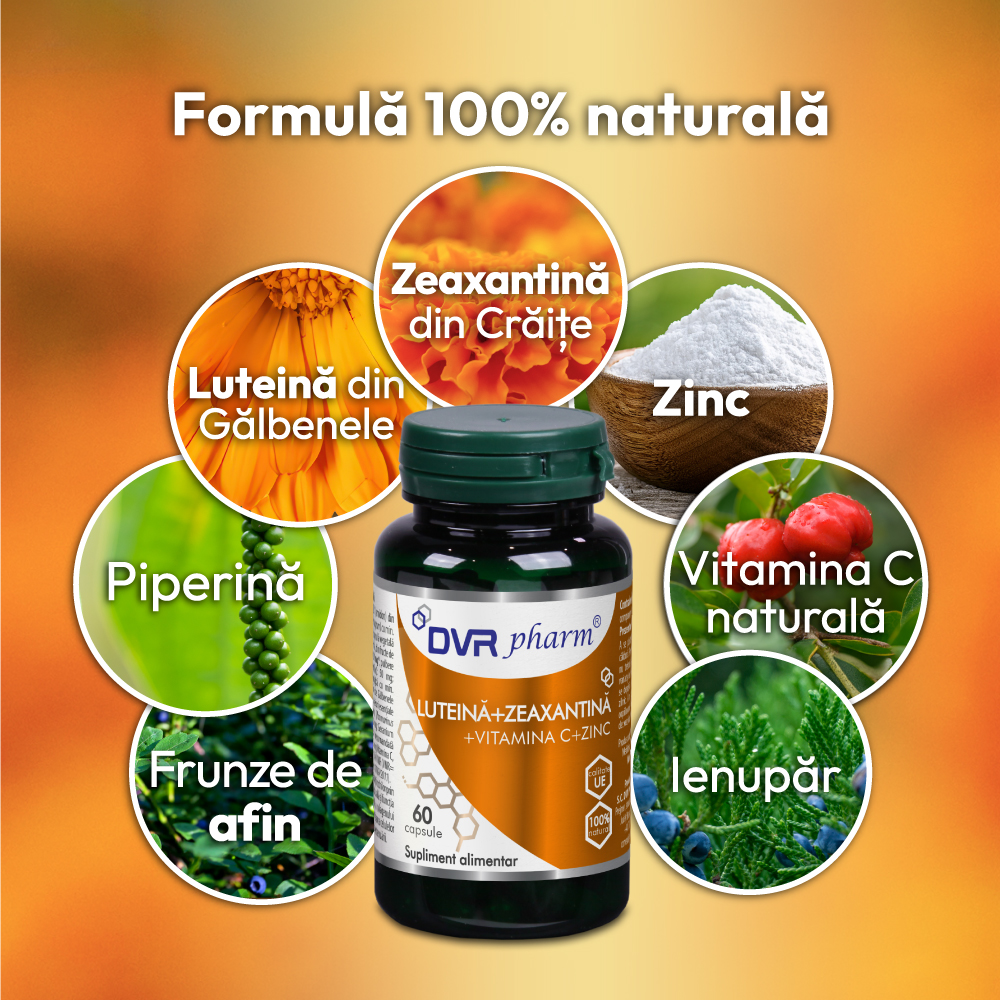 Formula unică Luteină + Zeaxantină + Vitamina C + Zinc de la DVR Pharm